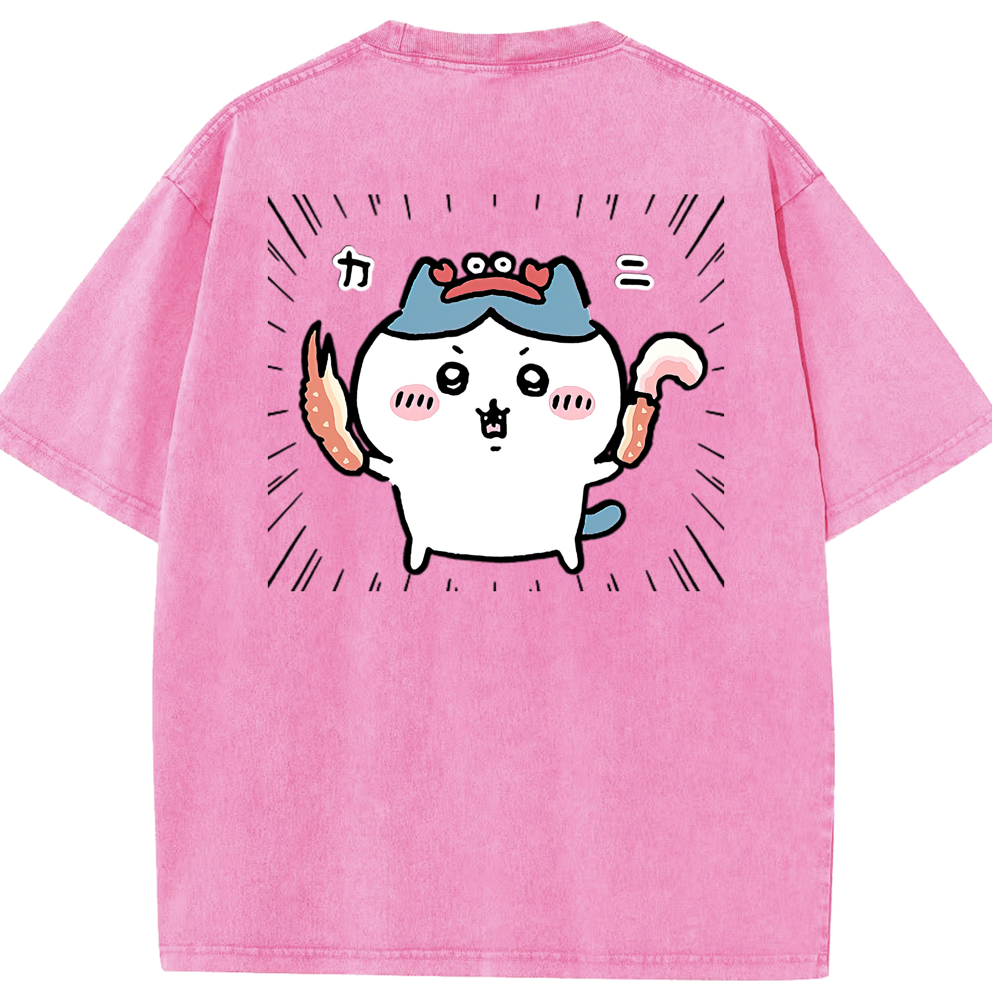 （画像用） ちいかわ ハチワレ Chii-kawa hachiware 綿100% ヴィンテージ風 半袖Tシャツ（背面プリント）